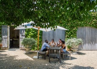 Friends enjoying a lunch and wine at Krinklewood Biodynamic Winery, Broke in the Hunter Valley