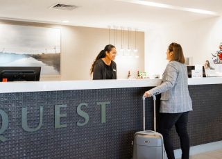 Quest Griffith hotel in Griffith, Riverina Business event delegate checking into Quest Griffith hotel in Griffith, Riverina