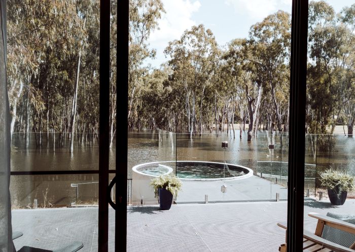 Outdoor spa at the Tocumwal Chocolate School, Tocumwal