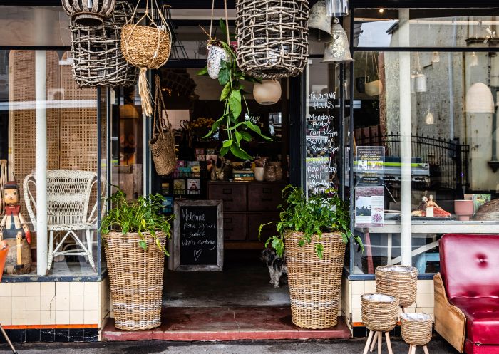 Cafe seating at Worn Out Wares, Singleton