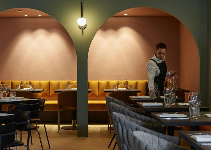 Interior of Blaq at the Kyah Hotel restaurant, Blackheath