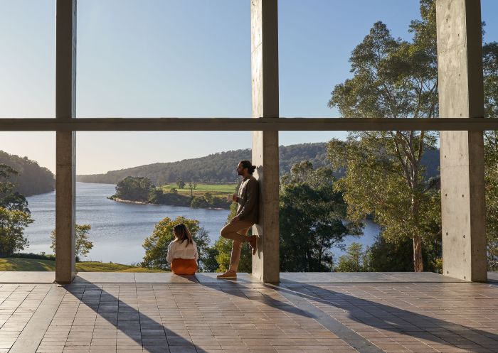 Couple enjoying the view from the museum at Bundanon Art Museum, Illaroo