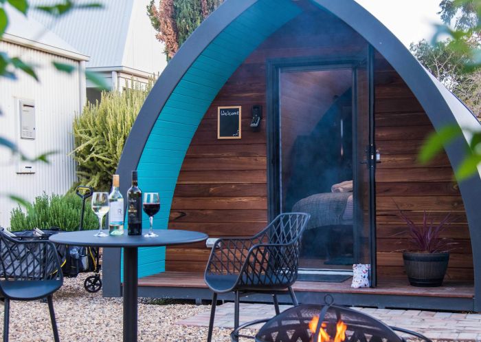 Jen's Garden Pods, Griffith Each Pod has a patio area with fire pit at Jen's Garden Pods, Griffith