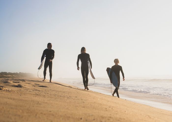 Surfers enjoying a morning out at Bennetts Beach, Hawks Nest